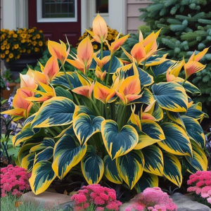 Хоста Флейм Данс купить по цене от 650р. в интернет-магазине «Посадика» с доставкой почтой в в Красноперекопске и по всей России – [изображение №1].